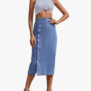 Denim Button-Down Skirt
